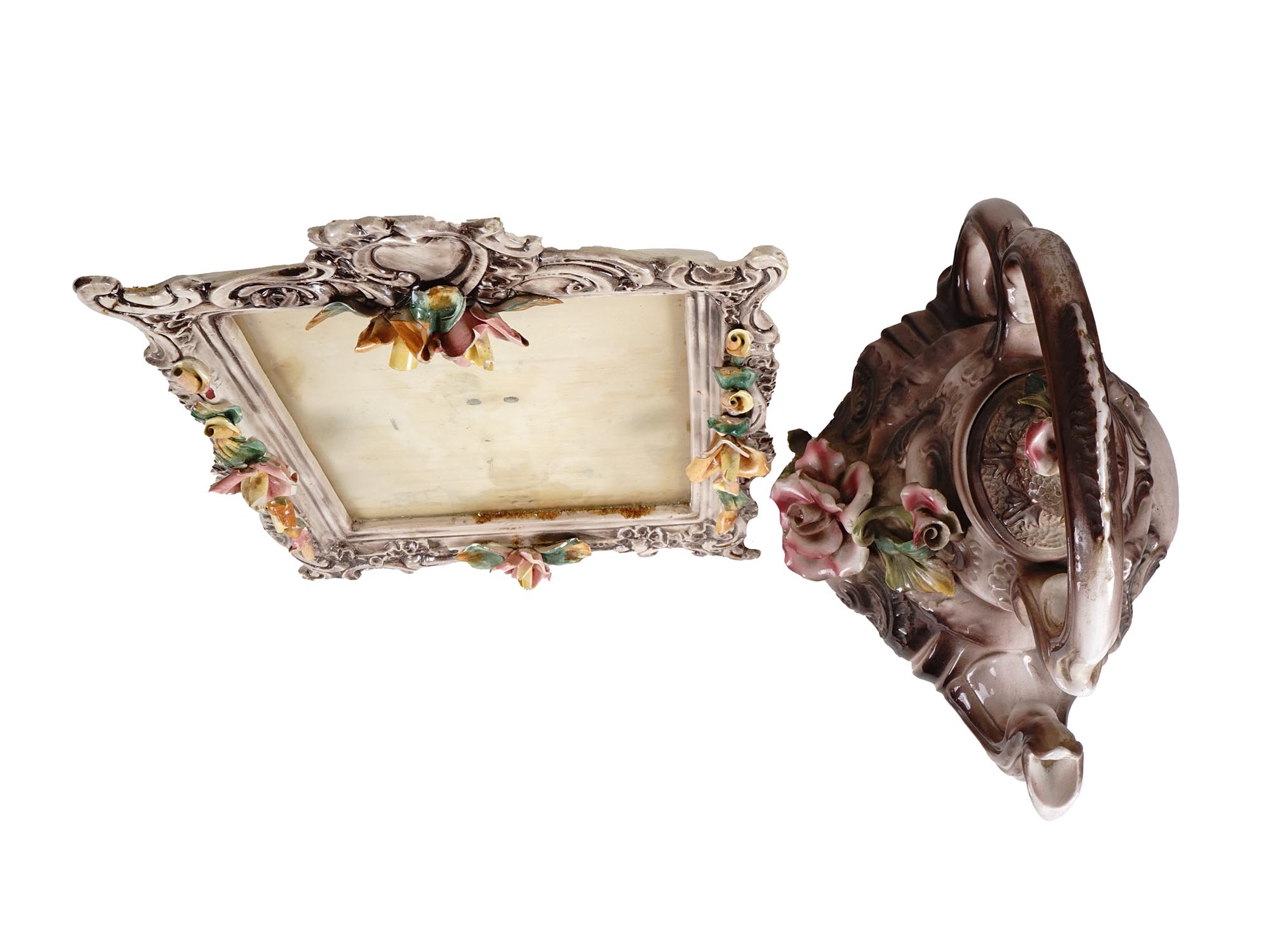 TWO VINTAGE CAPODIMONTE PORCELAIN DECOR PIECES PIC-1